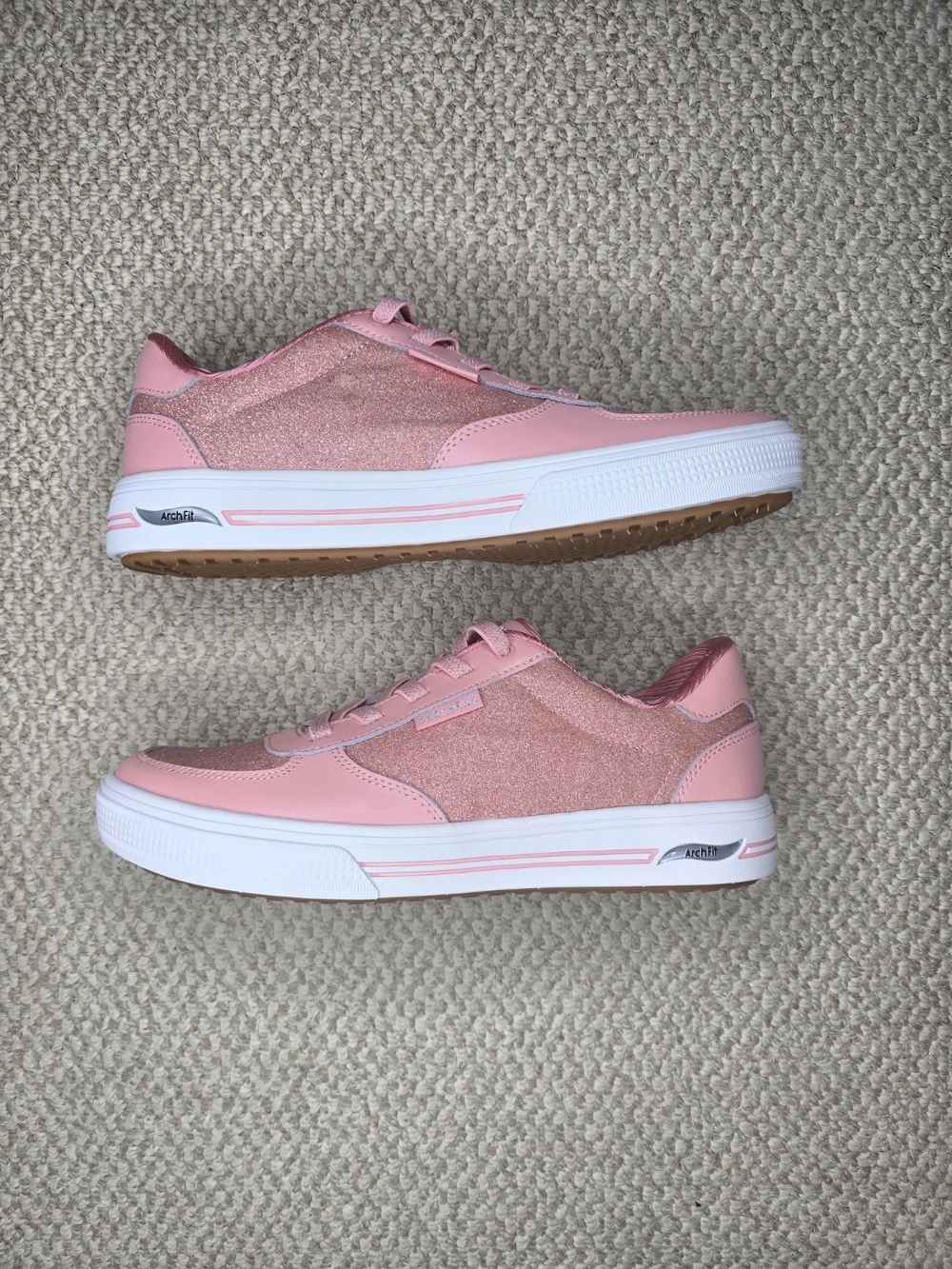 Skechers Street Arch Fit Arcade Pink Glitter Low-Top Sneakers NWOB
